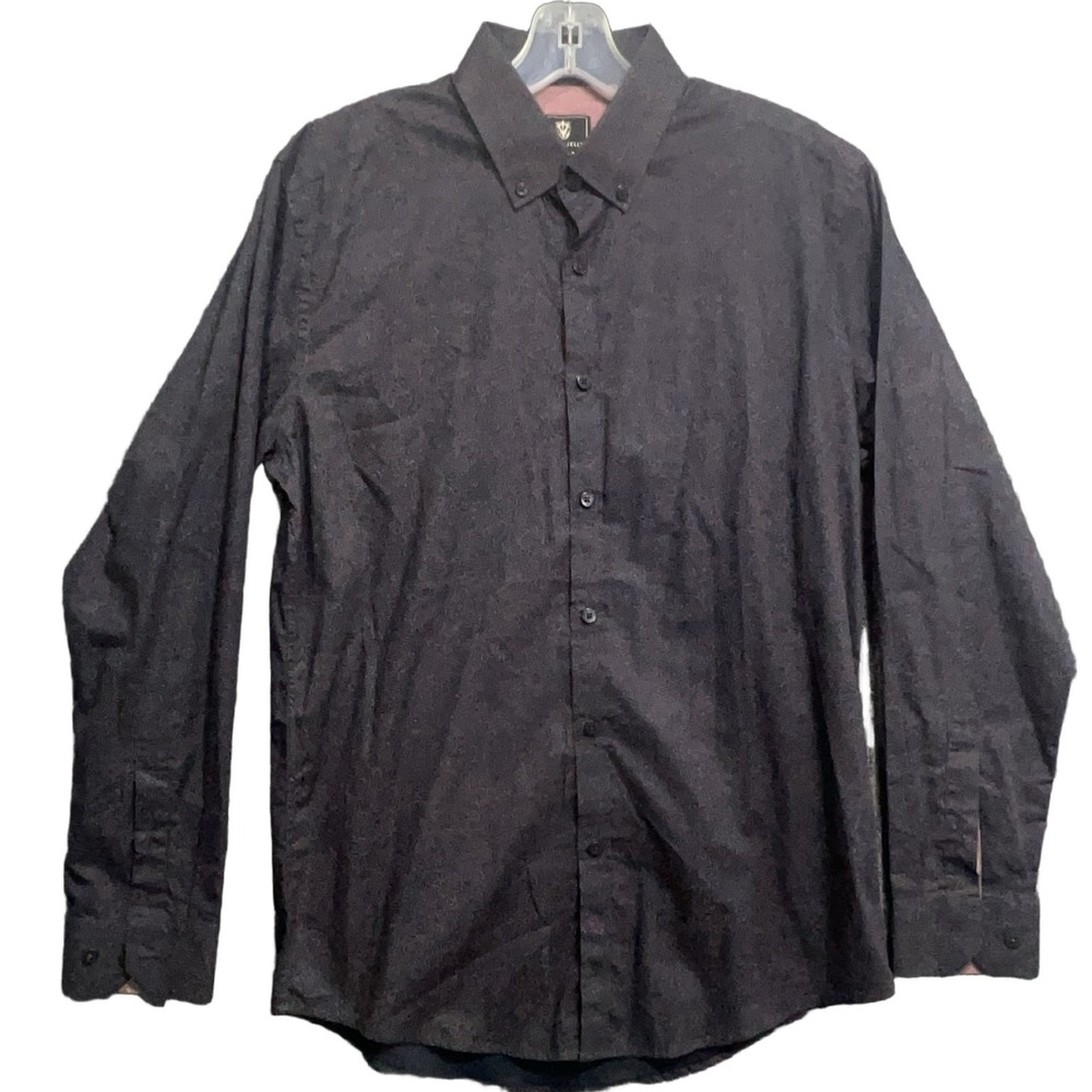 Steel & Jelly Men's Long Sleeve Button Up Shirt Gray Floral Cotton Regular M